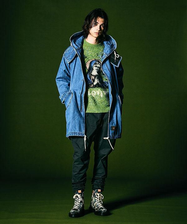 glamb グラム Denim High Neck Mods Coat