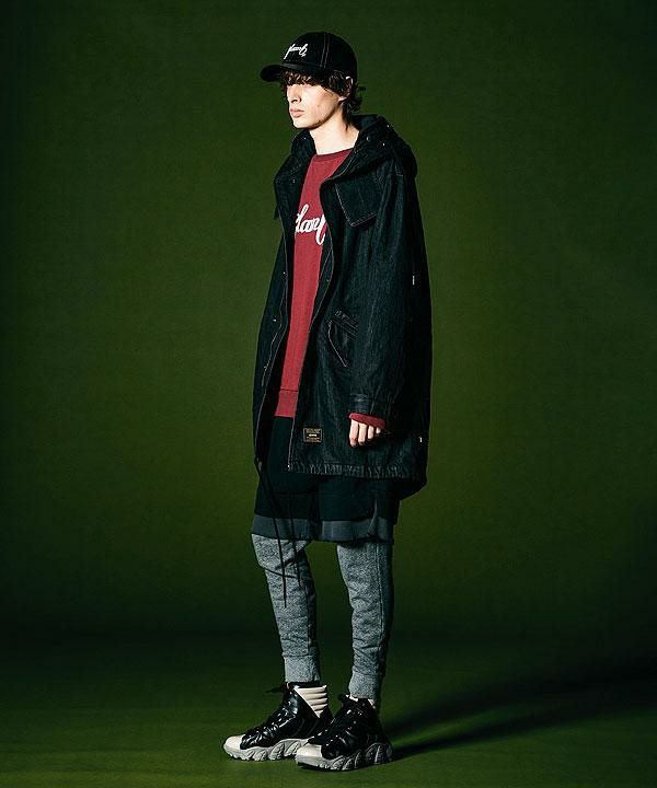 glamb グラム Denim High Neck Mods Coat