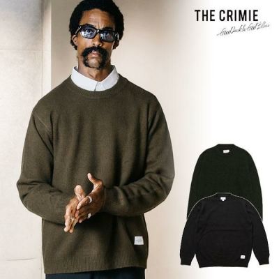 THE CRIME RACCOON CREW NECK KNIT カーキ