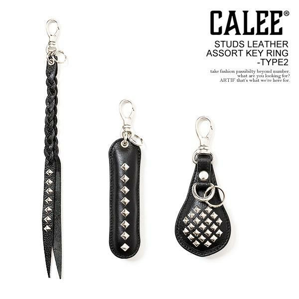 CALEE キャリー STUDS LEATHER ASSORT KEY RING -TYPE2