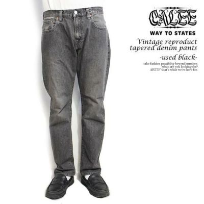 CALEE キャリー Vintage reproduct tapered denim pants -used black