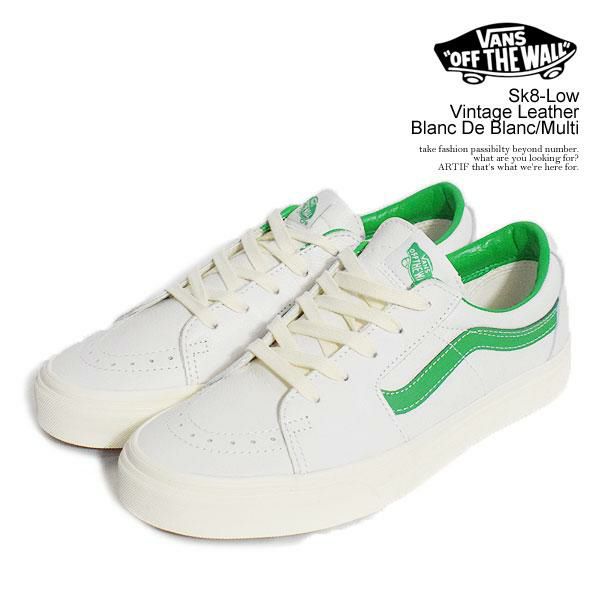 VANS バンズ Sk8-Low Vintage Leather Blanc De Blanc/Multi