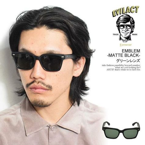 EVILACT EYEWEAR イーブルアクト アイウェア EMBLEM -MATTE BLACK- / グリーンレンズ