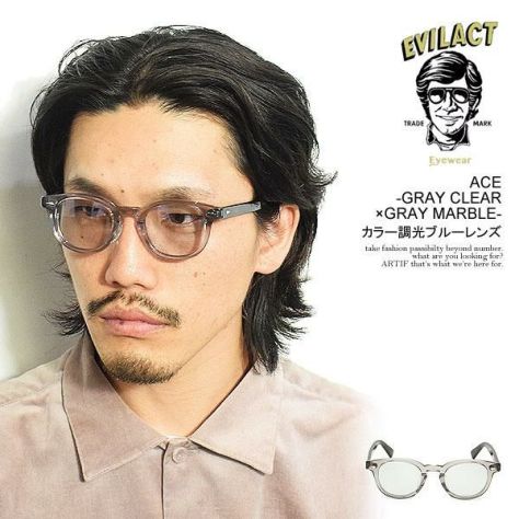 EVILACT EYEWEAR イーブルアクト アイウェア ACE -GRAY CLEAR×GRAY MARBLE- / カラー調光ブルー