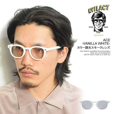 EVILACT EYEWEAR イーブルアクト アイウェア ACE -VANILLA WHITE- / カラー調光スモークレンズ