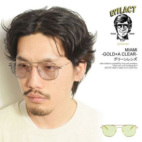 EVILACT EYEWEAR イーブルアクト アイウェア MIAMI -GOLD×A.CLEAR- / グリーンレンズ