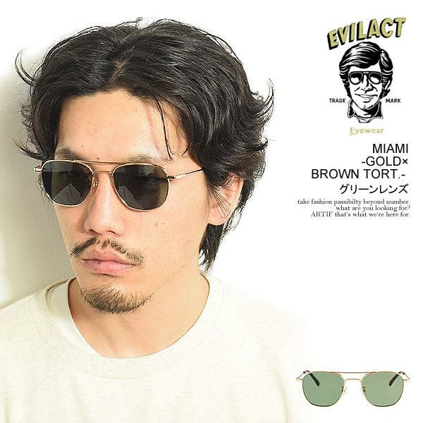 EVILACT EYEWEAR イーブルアクト アイウェア MIAMI -GOLD×BROWN TORT  