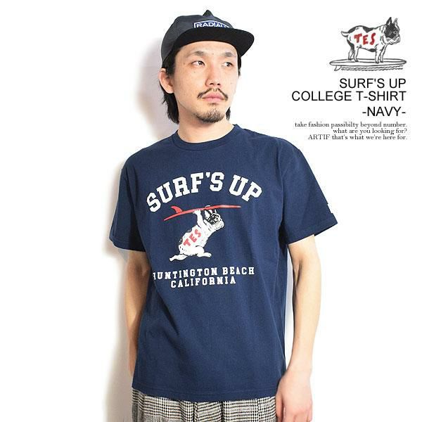 The Endless Summer エンドレスサマー SURF'S UP COLLEGE T-SHIRT -NAVY-