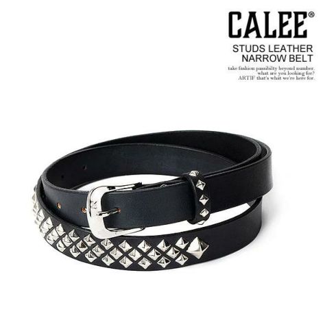 CALEE キャリー STUDS LEATHER NARROW BELT CL-24SS018LE