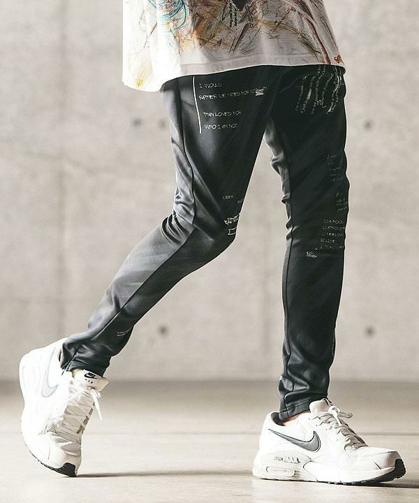 GLIMCLAP グリムクラップ Tight fit track pants-uneven feeling