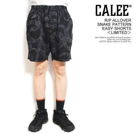 パンツ 046040 CALEE ALLOVER SNAKE PATTERN EASY CALEE キャリー R/P ALLOVER SNAKE PATTERN EASY SHORTS -LIMITED-