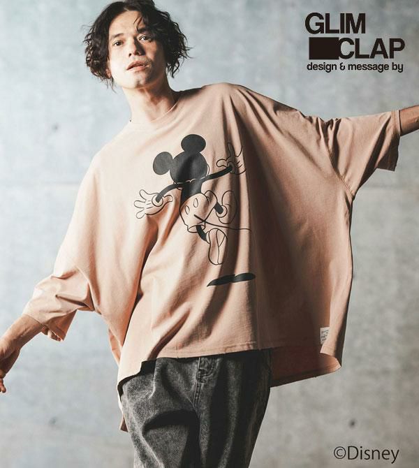 2024 春夏 3rd 先行予約 7月上旬～中旬入荷予定 GLIMCLAP グリムクラップ Mickey Mouse/Pigment dye  oversized T-shirt ミッキー/Tシャツ(ピグメント)