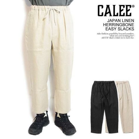 CALEE キャリー JAPAN LINEN HERRINGBONE EASY SLACKS