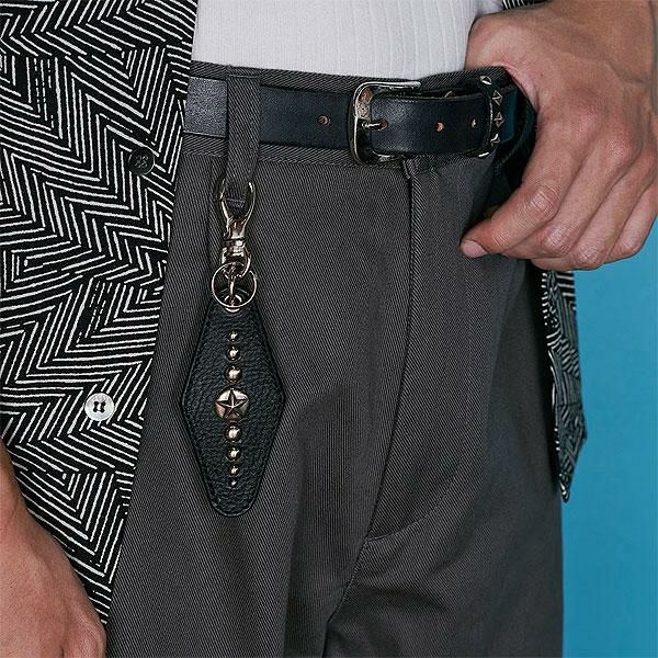 CALEE キャリー SILVER STAR CONCHO LEATHER KEY RING