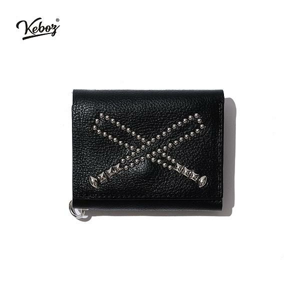 【中古】KEBOZ × CALEE ケボズ キャリー STUDS LEATHER MULTI WALLET スタッズ レザー ウォレット 3つ折 財布 黒 CALEE キャリー CALEE × KEBOZ STUDS LEATHER MULTI WALLET