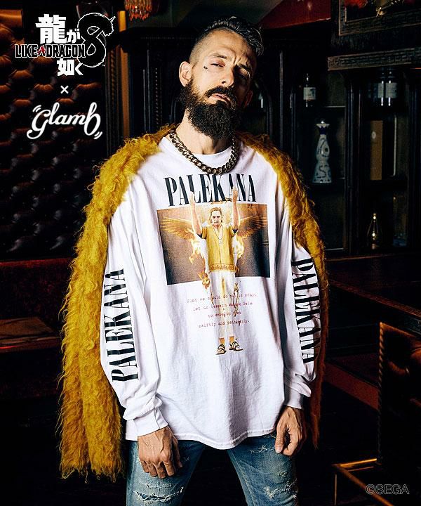 値下げ2万から glamb ロングリブレイヤード glamb×龍が如く8 glamb グラム Bryce Fairchild Long Sleeves T-shirt