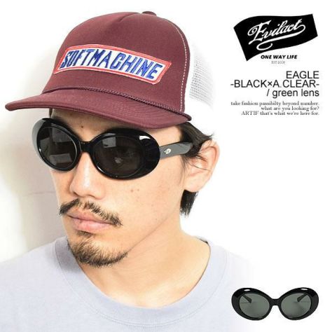 EVILACT イーブルアクト サングラス メンズ オールシーズン アセテート ブラック EVILACT EYEWEAR EAGLE -  BLACK×A.CLEAR/BLUE LENS [EAE24-20-02] メガネ ブルーレンズ 油っこく アイウェア MADE IN JAPAN  イーグル 日本人 装着感 防風性 バイカーシェード