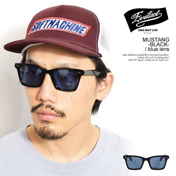 EVILACT EYEWEAR イーブルアクト アイウェア MUSTANG -BLACK- / blue lens