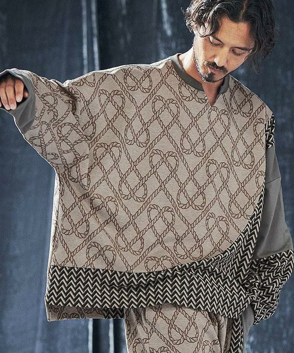 2024 秋冬 先行予約 10月上旬〜中旬入荷予定 ANGENEHM アンゲネーム Patterned switching long sleeve cutsew atftps 2024 秋冬 先行予約 10月上旬～中旬入荷予定 ANGENEHM アンゲネーム