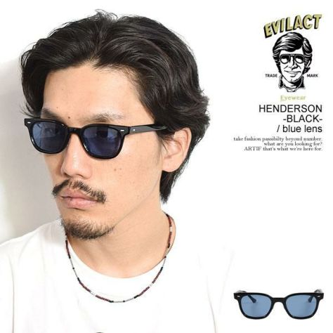 EVILACT EYEWEAR イーブルアクト アイウェア HENDERSON -BLACK- / blue lens