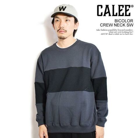 CALEE キャリー BICOLOR CREW NECK SW