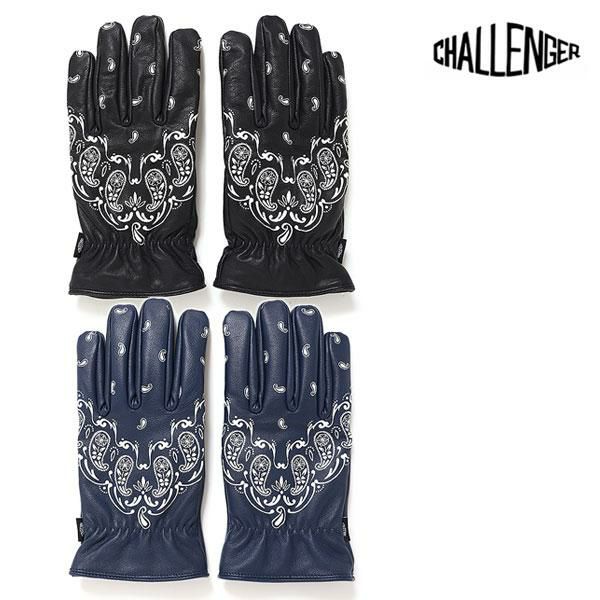 M BK CHALLENGER　 BANDANA LEATHER GLOVE CHALLENGER/BANDANA LEATHER GLOVE（NAVY）［バンダナレザー