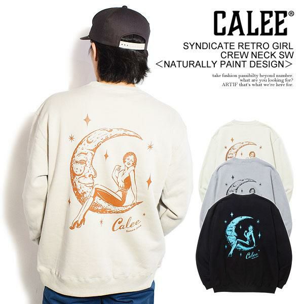 CALEE キャリー SYNDICATE RETRO GIRL CREW NECK SW -NATURALLY PAINT