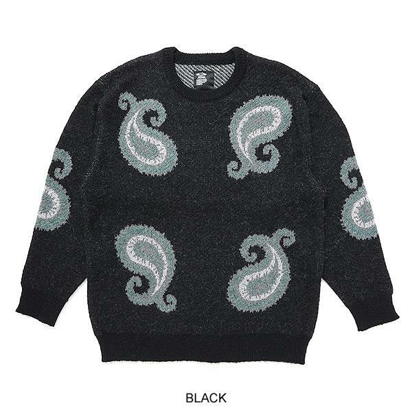 CHALLENGER/BIG PAISLEY C/N SWEATER L 黒 CHALLENGER チャレンジャー BIG PAISLEY C/N SWEATER