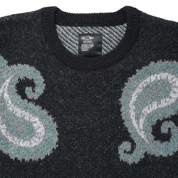 CHALLENGER/BIG PAISLEY C/N SWEATER L 黒 CHALLENGER チャレンジャー BIG PAISLEY C/N SWEATER