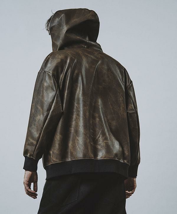 ノーアイディー NO ID. ホースハイド レザー 切替 パーカー ベスト 黒 ノーアイディー NO ID. ホースハイド レザー 切替 パーカー ベスト 黒