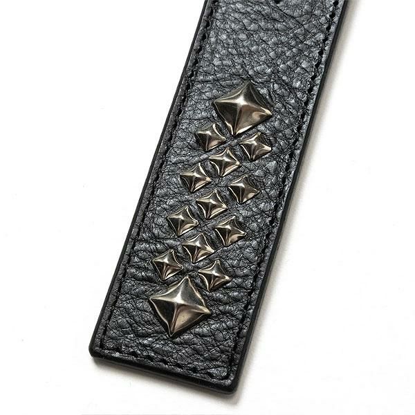 CALEE キャリー STUDS LEATHER FLAT SHORT KEY RING