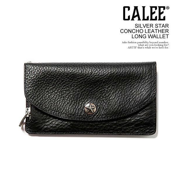 24SS【新品】☆CALEE：シルバー925　スターコンチョ　レザーキーリング CALEE - SILVER STAR CONCHO LEATHER KEY RING (BLACK