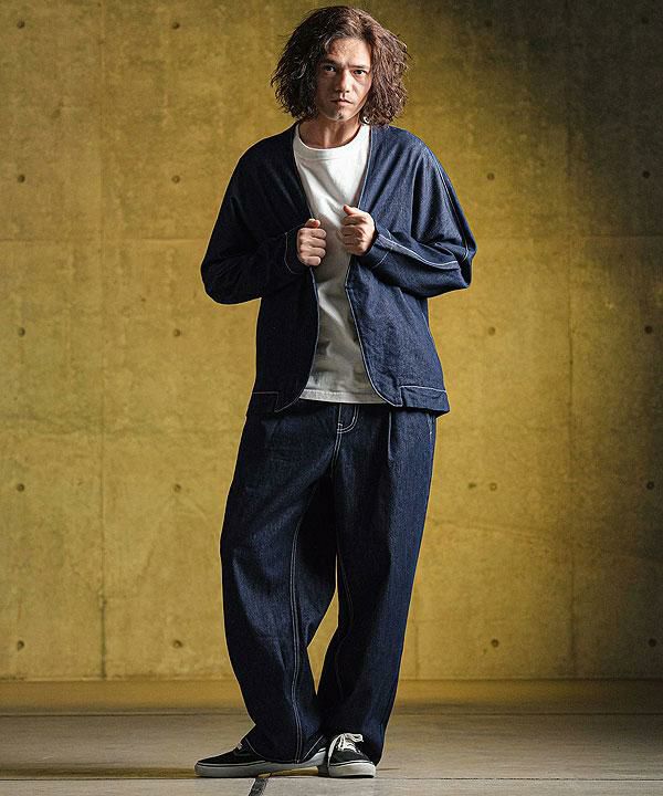 GLIMCLAP wide straight pants デニムパンツ L