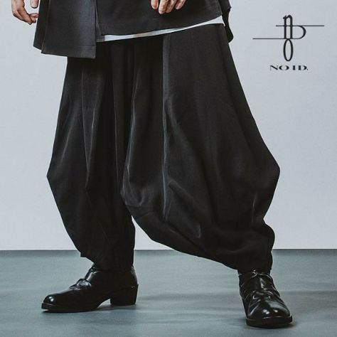 NO ID. BLACK ノーアイディー squidギャザーバギートラウザーズ