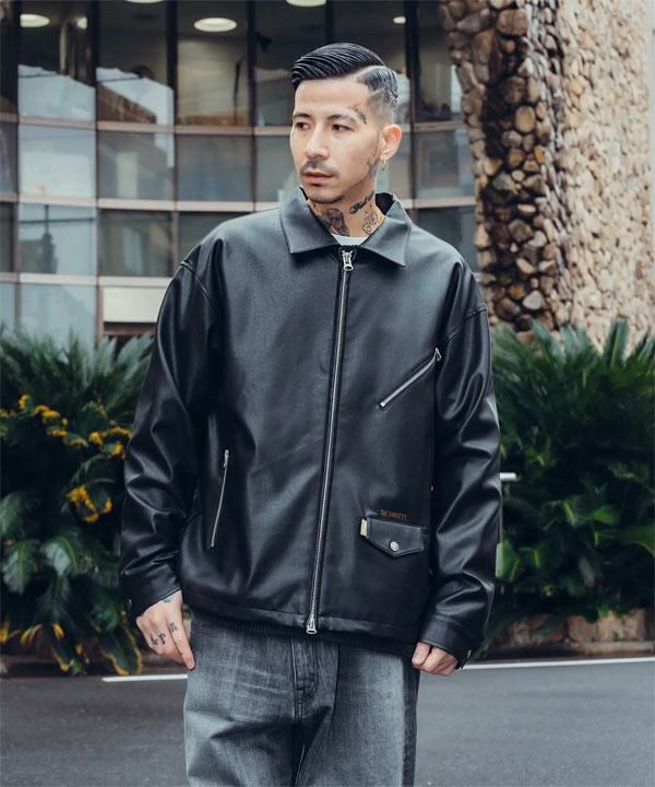 SUBCIETY サブサエティ Fake leather zip jkt
