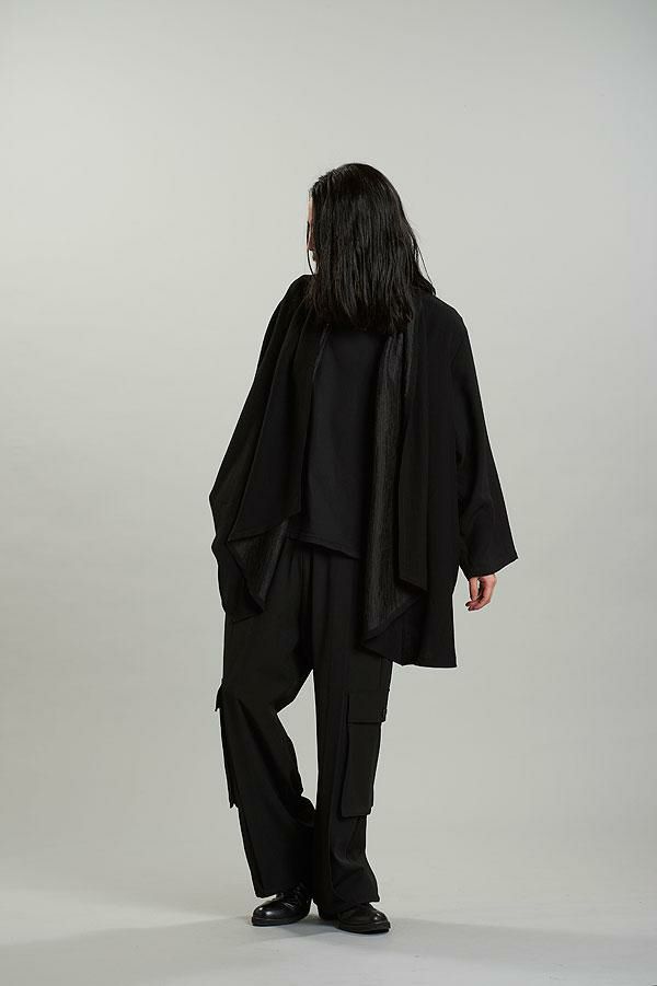 NO ID. BLACK ノーアイディー シュリンクドレープガウン