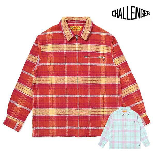 CHALLENGER チャレンジャー PLAID ZIP UP SHIRT