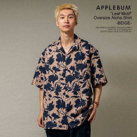 初期　applebum XL セットアップ　迷彩 APPLEBUM アップルバム ”Leaf Motif” Oversize Aloha Shirt -BEIGE-