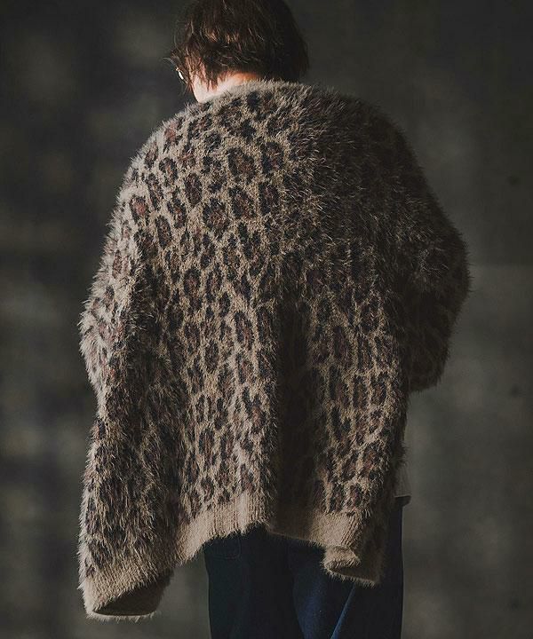 【新品】期間限定GLIMCLAP グリムクラップ ヒョウ柄カーディガンL グレー GLIMCLAP(グリムクラップ)】Minimai detail cardigan -Leopard feather