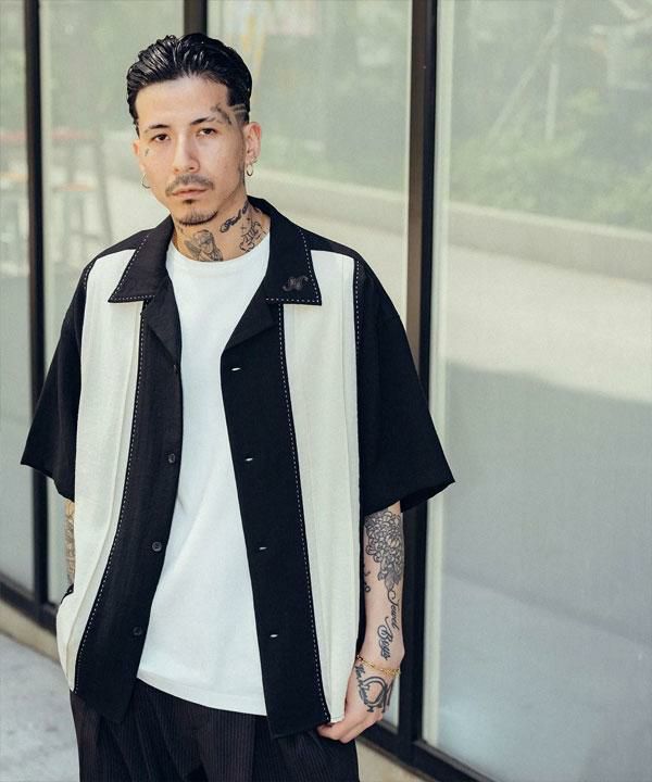 SUBCIETY サブサエティ Hand stitch panel shirt