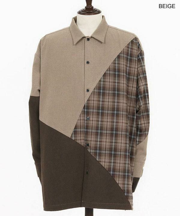 2025 秋冬 先行予約 9月中旬〜下旬入荷予定 ANGENEHM アンゲネーム Mixed Fabric Panel Shirt メンズ シャツ キャンセル不可 atftps 2025 秋冬 先行予約 9月中旬～下旬入荷予定 ANGENEHM アンゲネーム