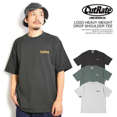 CUTRATE カットレイト CUTRATE LOGO HEAVY WEIGHT DROP SHOULDER TEE