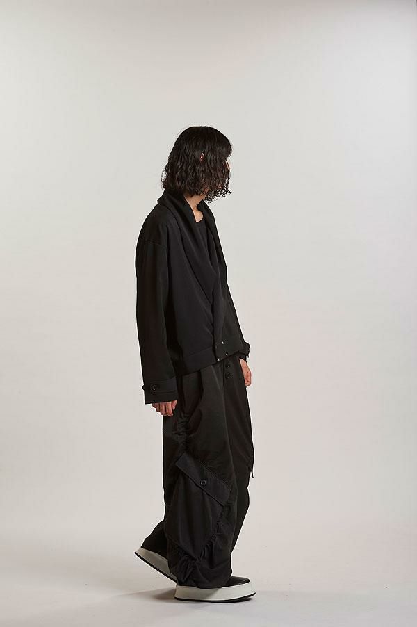 NO ID BLACK ノーアイディーブラックストレッチドレープ ショールコート NO ID. BLACK ノーアイディー ショールカラードレープBIG-BLZ