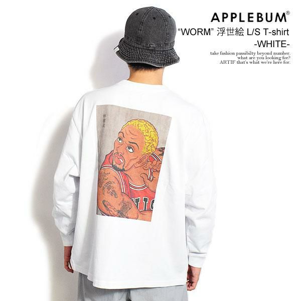 plantman2024 APPLEBUM 　アップルバム　インテリア APPLEBUM アップルバム “WORM” 浮世絵 L/S T-shirt 12oz -WHITE-
