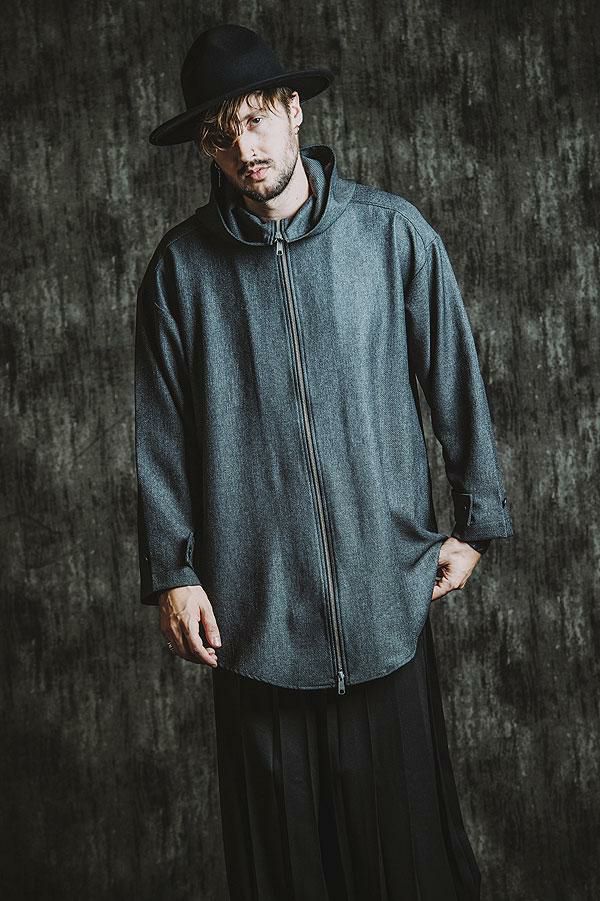 NO ID. BLACK ノーアイディー インバーテッドタックフーデッドコート