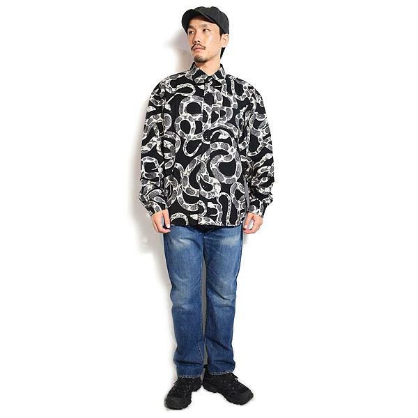 CALEE キャリー PRINT NEL L/S SH -SNAKE PATTERN-