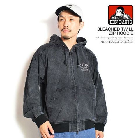 BEN DAVIS ベンデイビス BLEACHED TWILL ZIP HOODIE