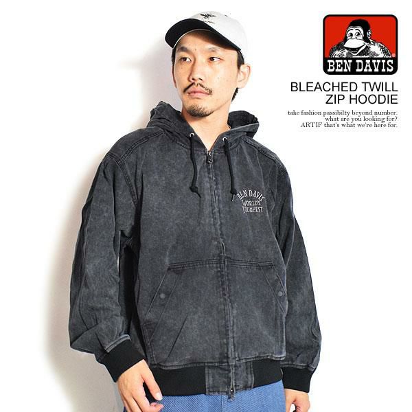 benly51ページ BEN DAVIS ベンデイビス BLEACHED TWILL ZIP HOODIE