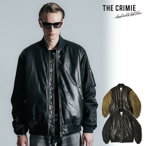 CRIMIE クライミー MA-1 ジャケット CRIMIE クライミー NYLON SLEEVE LEATHER MA1 JACKET