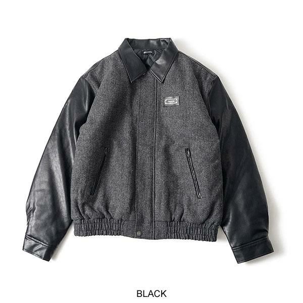 SUBCIETY サブサエティ Tweed and faux leather blouson